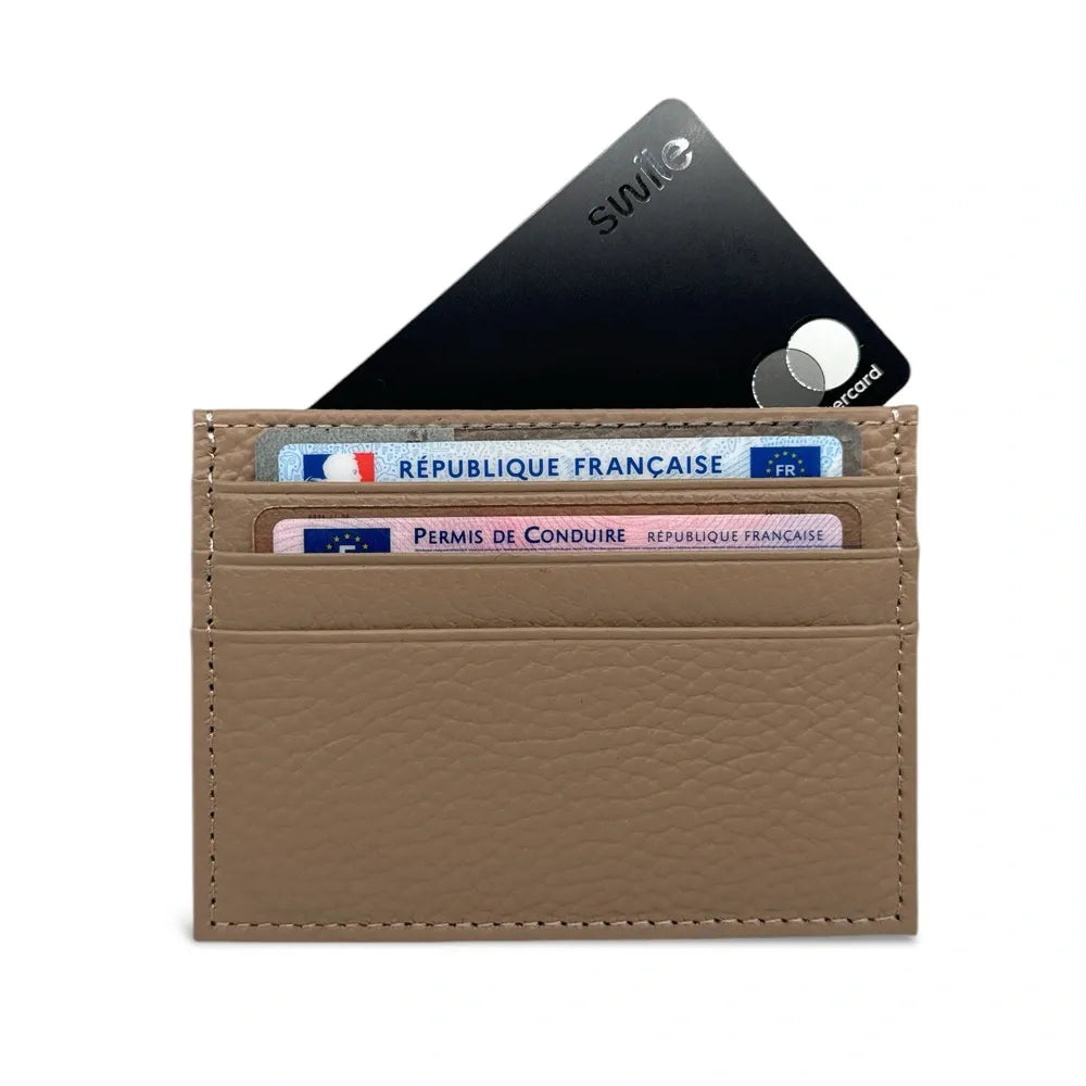 Porte-cartes en cuir grainé NOAH Taupe