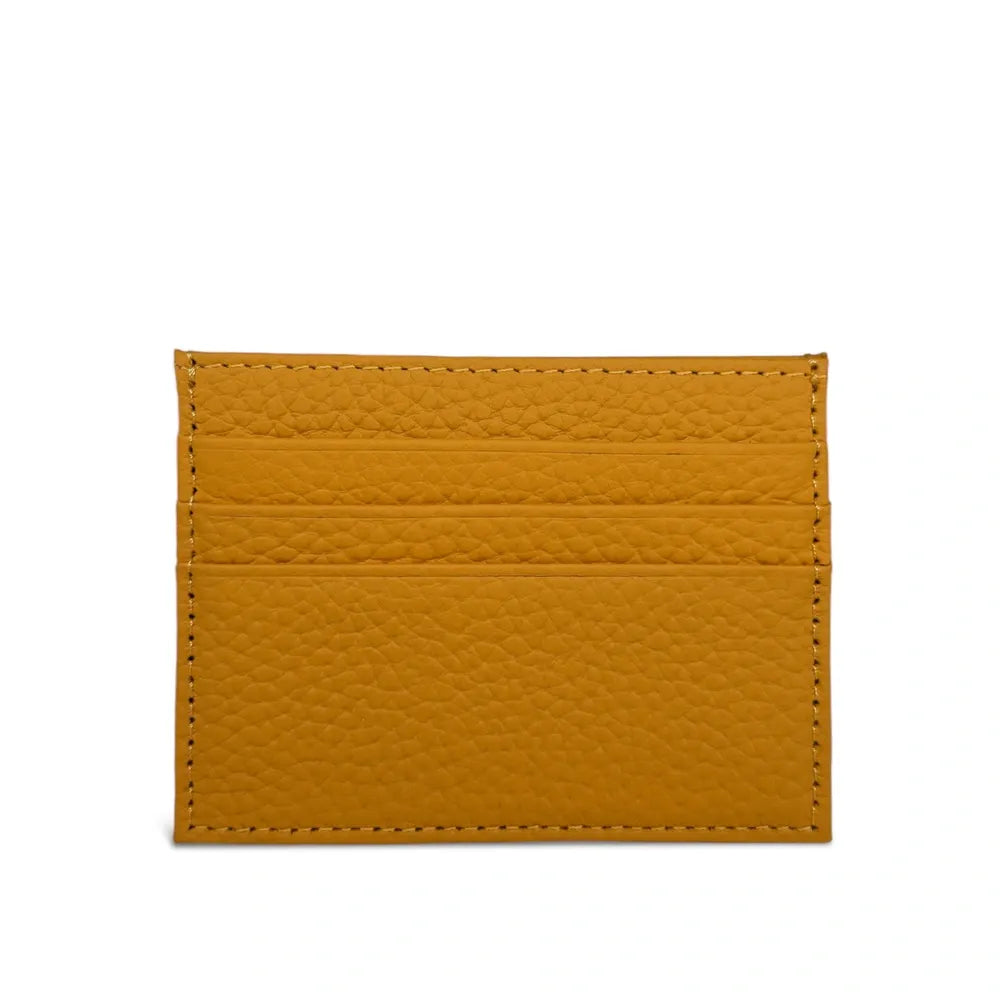 Porte-cartes en cuir grainé NOAH Jaune Moutarde