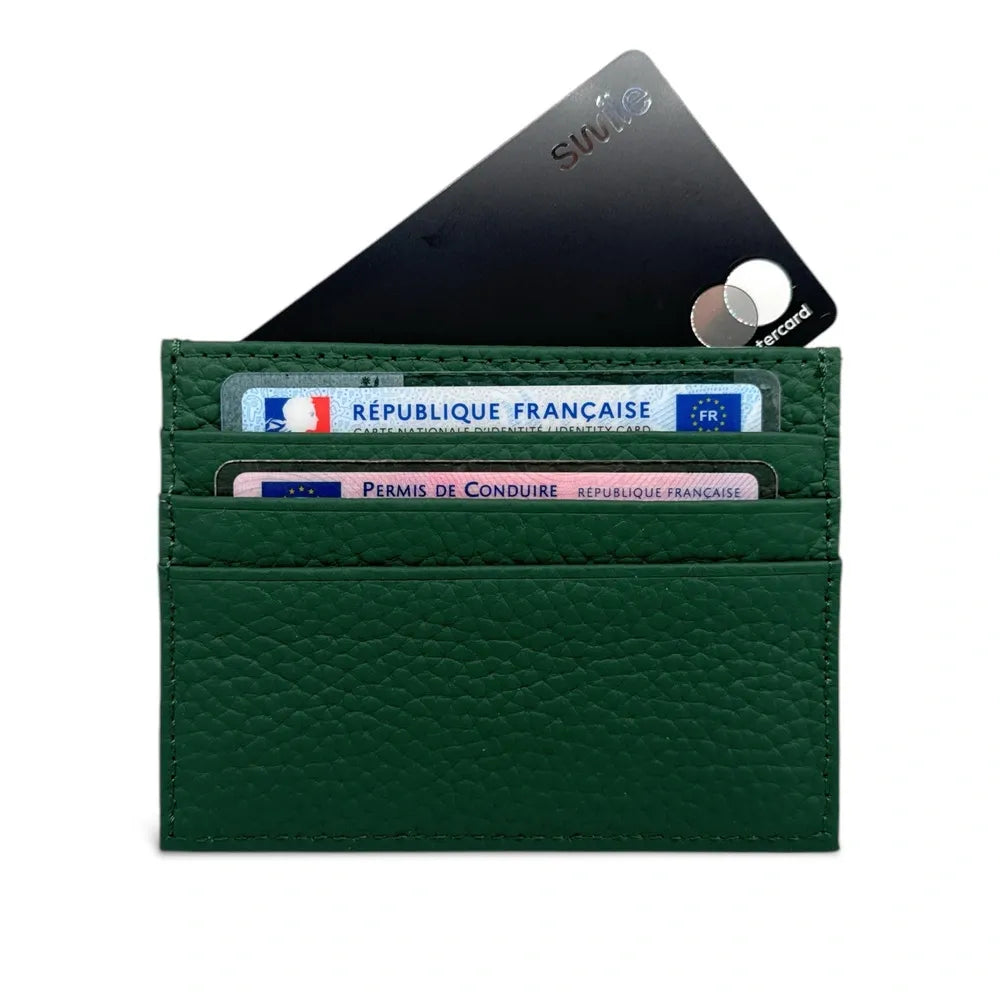Porte-cartes en cuir grainé NOAH Vert forêt