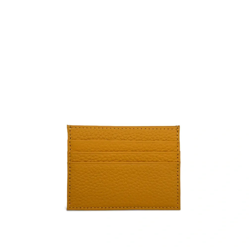 Porte-cartes en cuir grainé NOAH Jaune Moutarde