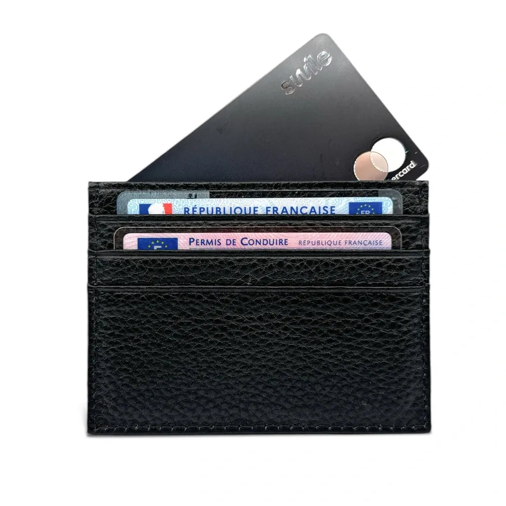 Porte-cartes en cuir grainé NOAH Noir