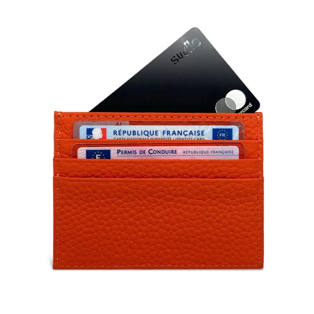 Porte-cartes en cuir grainé NOAH Orange