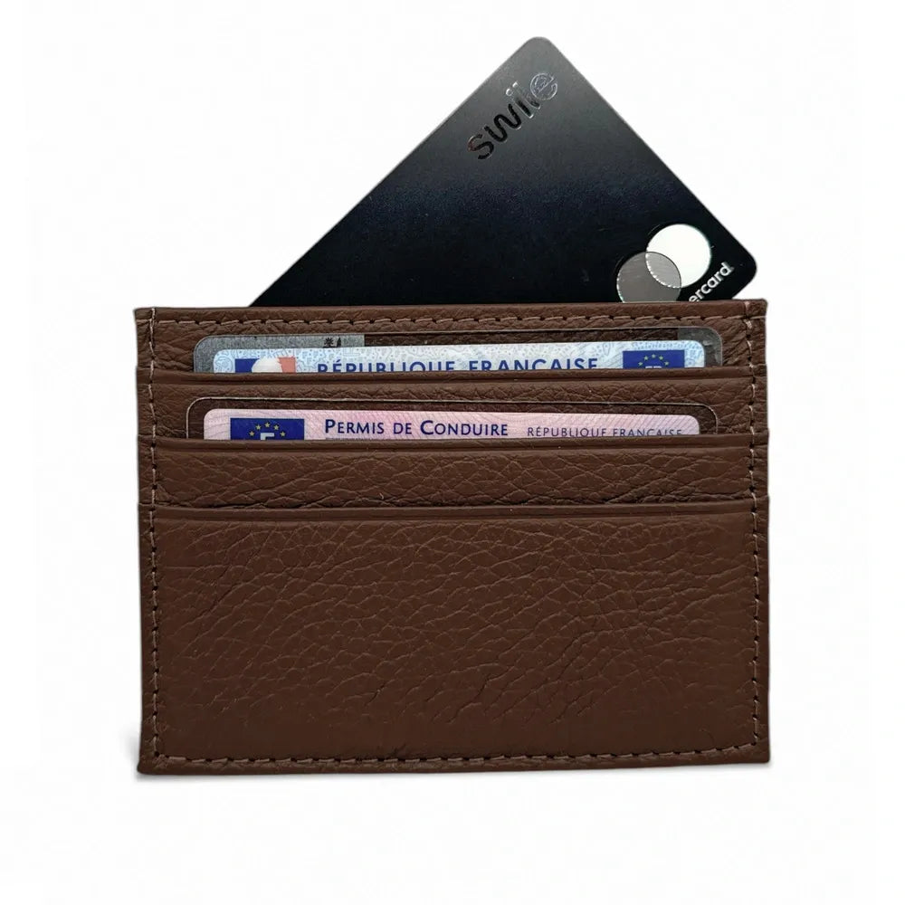 Porte-cartes en cuir grainé NOAH Chocolat