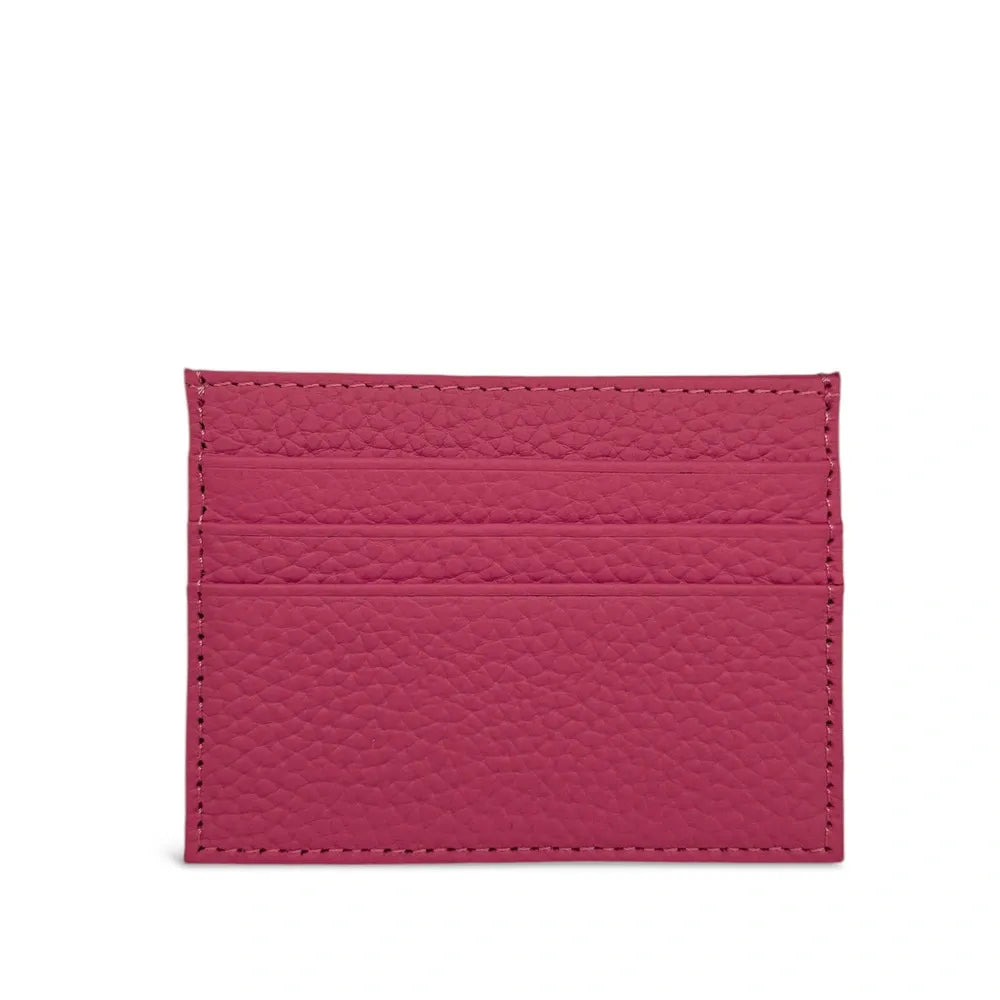 Porte-cartes en cuir grainé NOAH Rose fuchsia