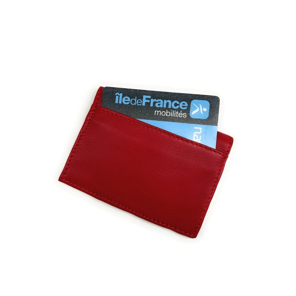 Porte-cartes en cuir lisse IMPRESSION Rouge intense