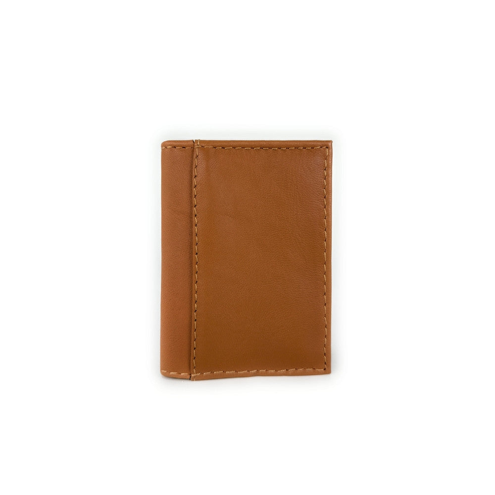 Porte-cartes en cuir lisse IMPRESSION Camel foncé