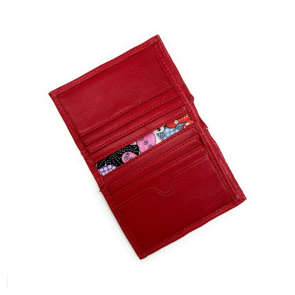 Porte-cartes en cuir lisse IMPRESSION Rouge intense