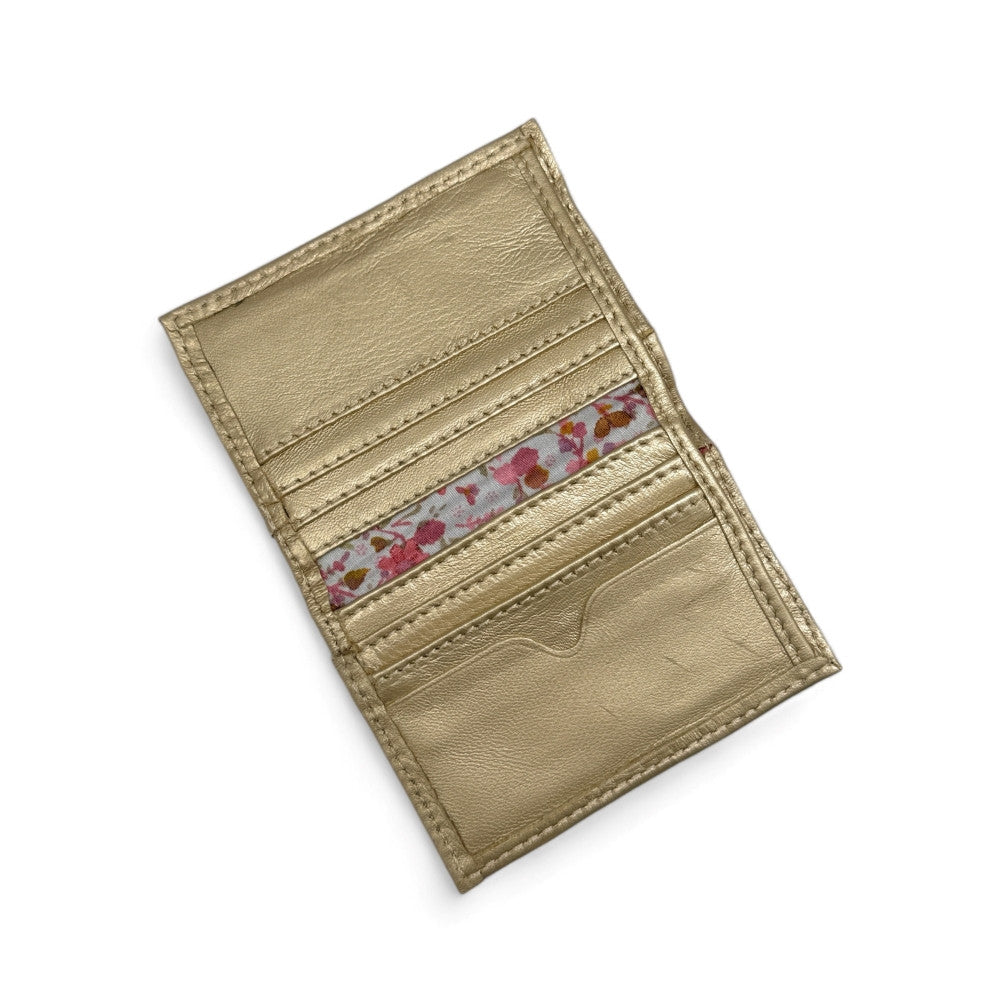 Porte-cartes en cuir lisse IMPRESSION Or pâle