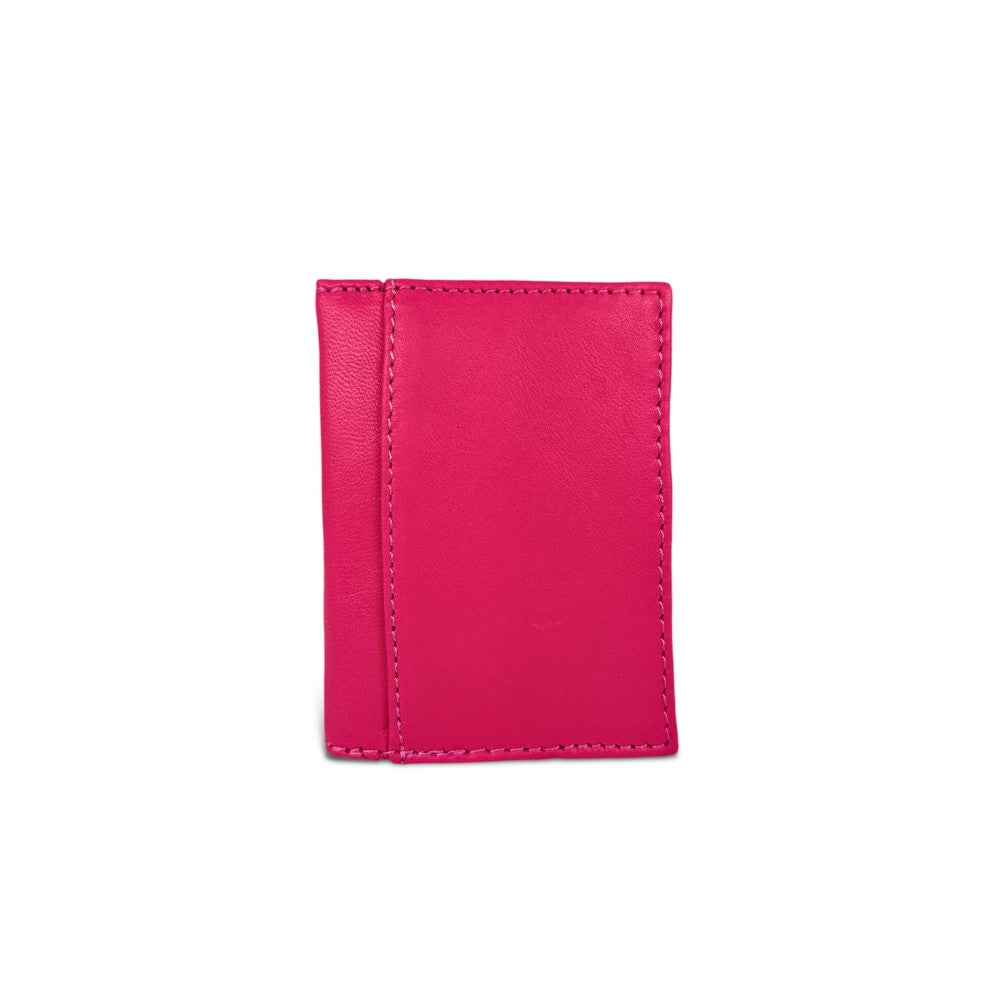 Porte-cartes en cuir lisse IMPRESSION Rose fuchsia