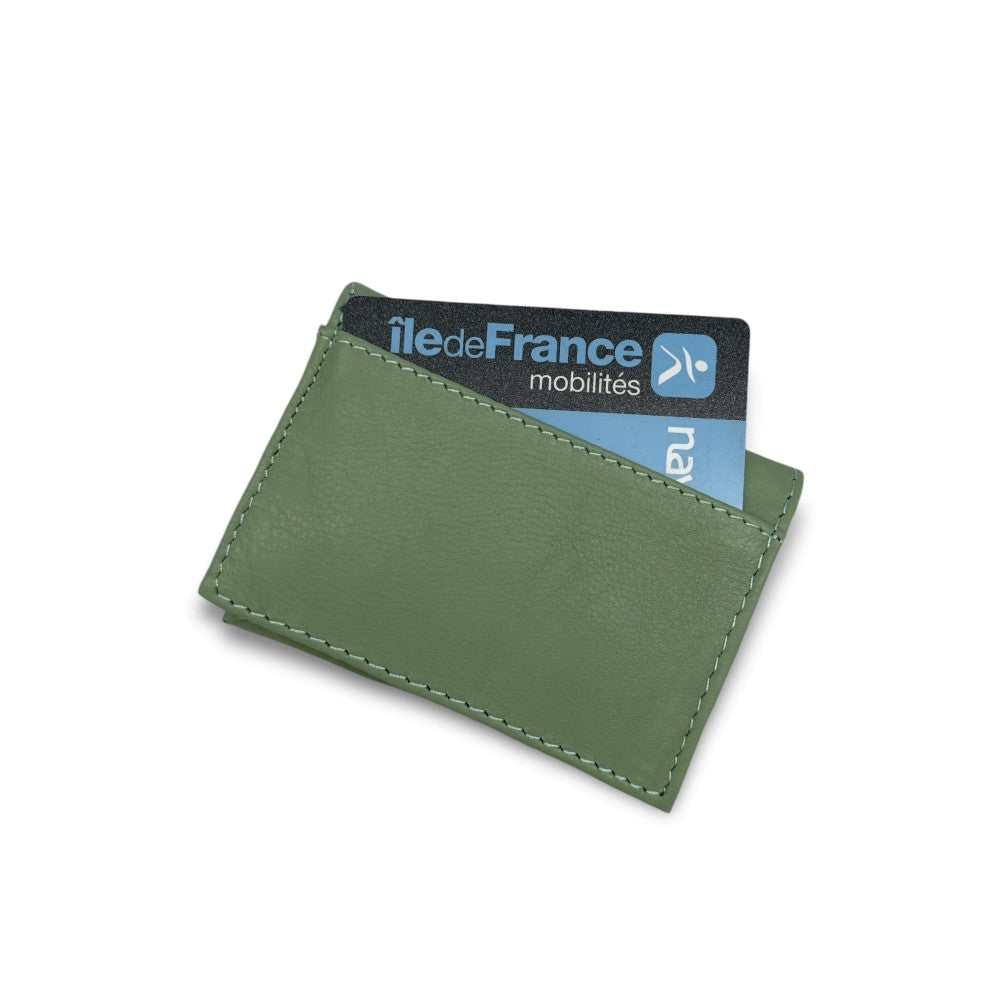 Porte-cartes en cuir lisse IMPRESSION Vert pastel