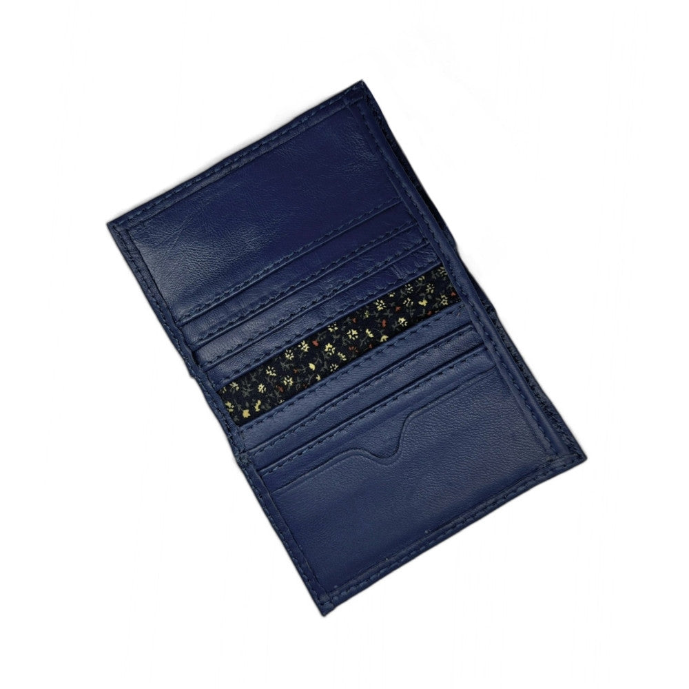 Porte-cartes en cuir lisse IMPRESSION Bleu marine