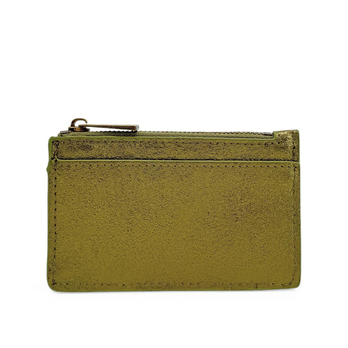 Iridescent Leather Coin Purse Card Holder EKKO Khaki Green