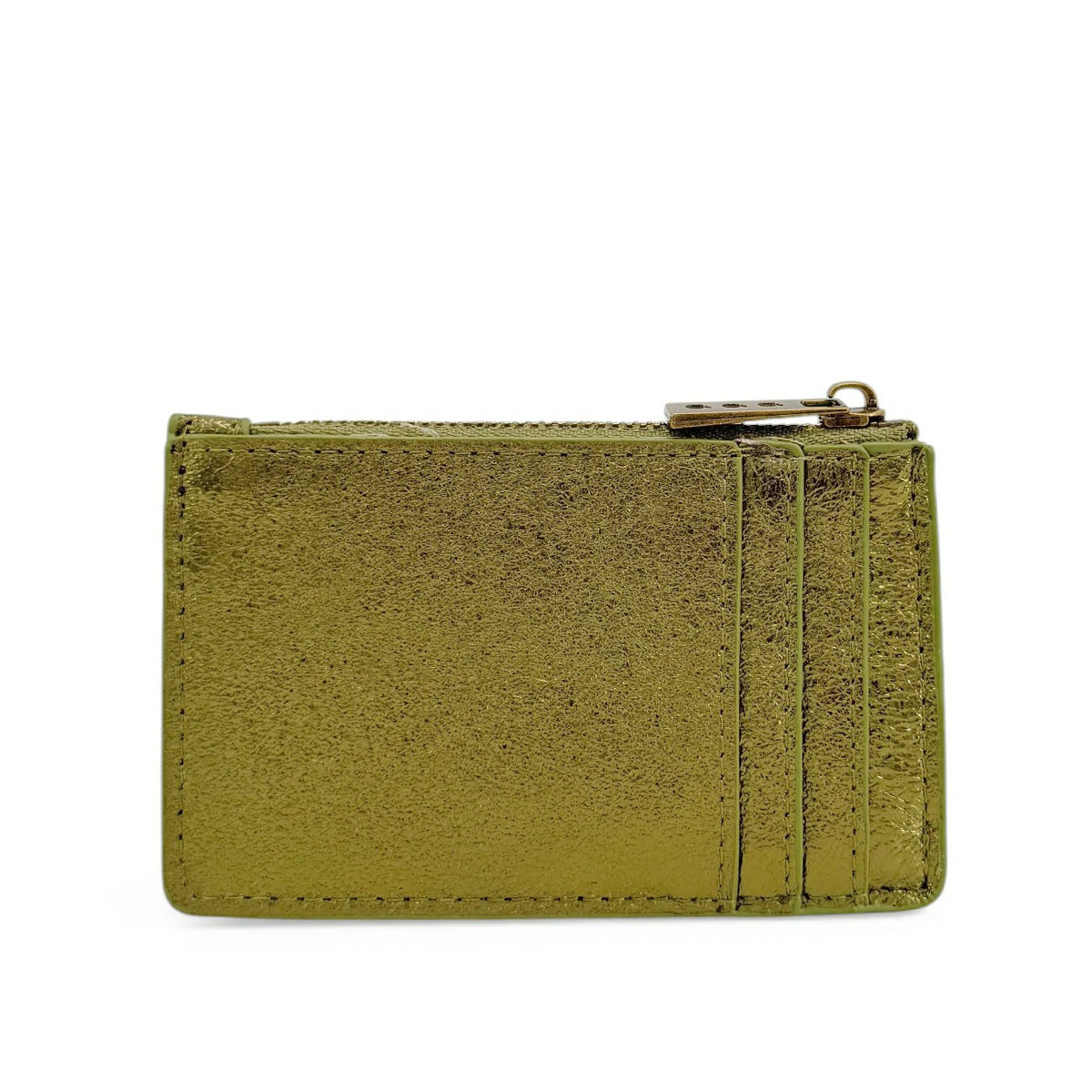 Iridescent Leather Coin Purse Card Holder EKKO Khaki Green
