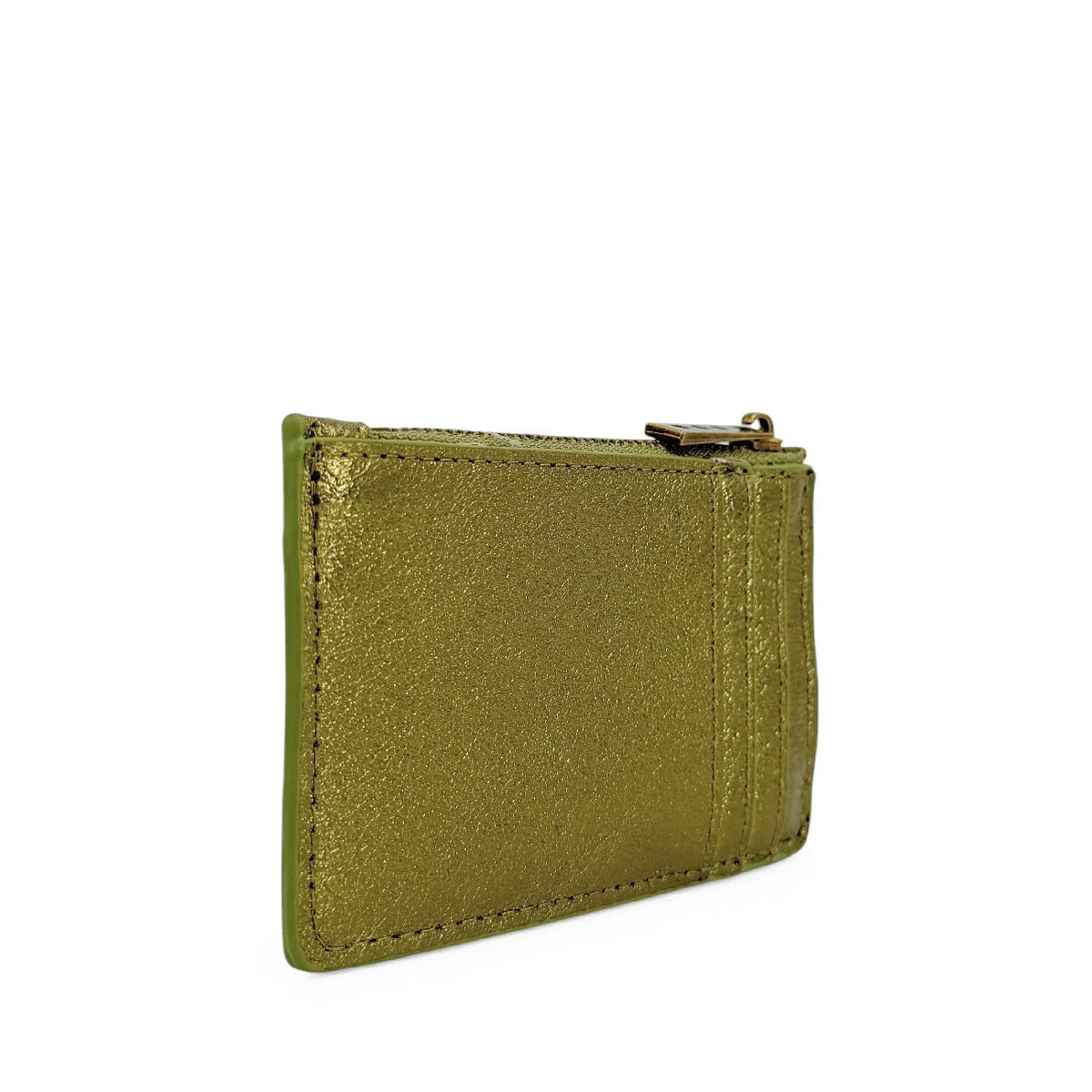 Iridescent Leather Coin Purse Card Holder EKKO Khaki Green