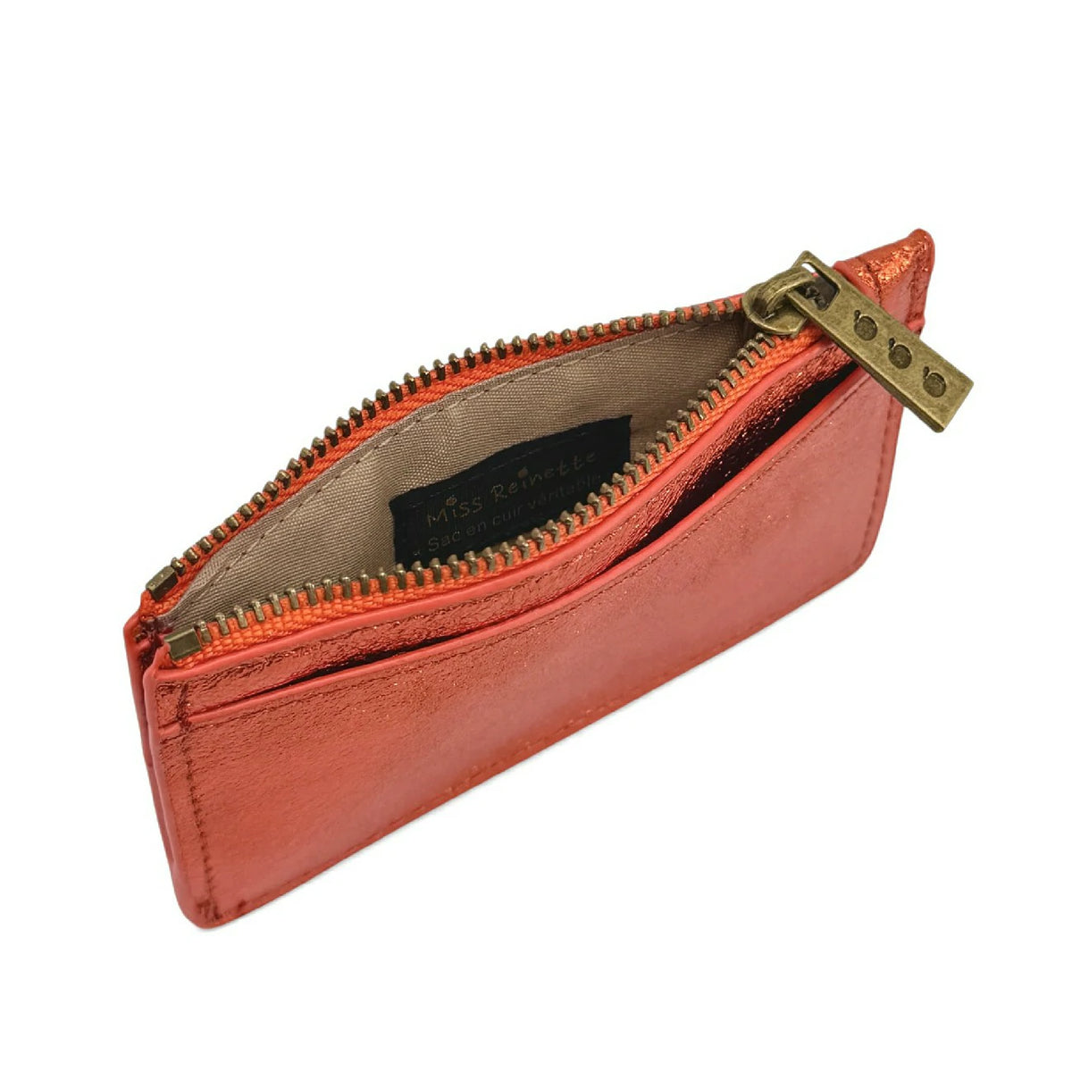 Monedero tarjetero en piel tornasolada EKKO Naranja mandarina
