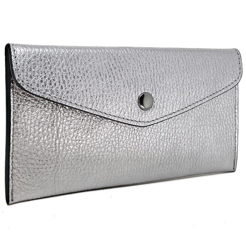 Porte-cartes portefeuille en cuir grainé CLOE Argent clair