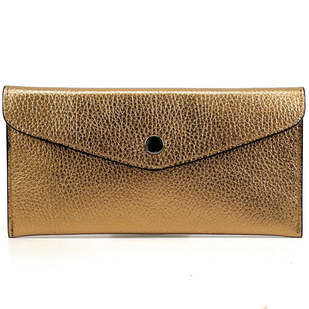 Porte-cartes portefeuille en cuir grainé CLOE Or cuivré