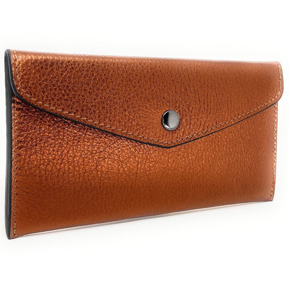 Porte-cartes portefeuille en cuir grainé CLOE Bronze