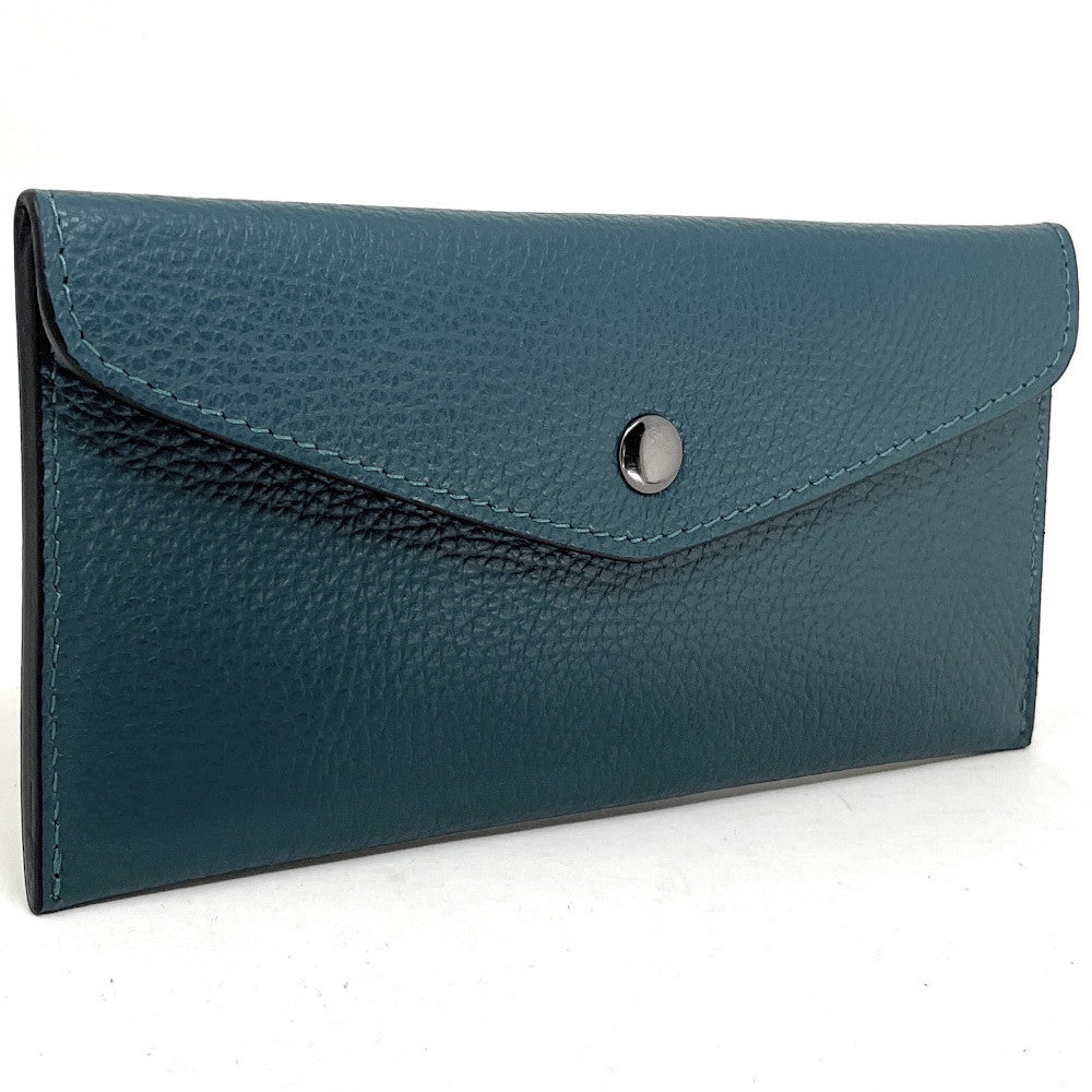 Porte-cartes portefeuille en cuir grainé CLOE Bleu vert canard