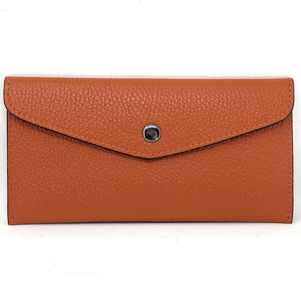 Porte-cartes portefeuille en cuir grainé CLOE Orange