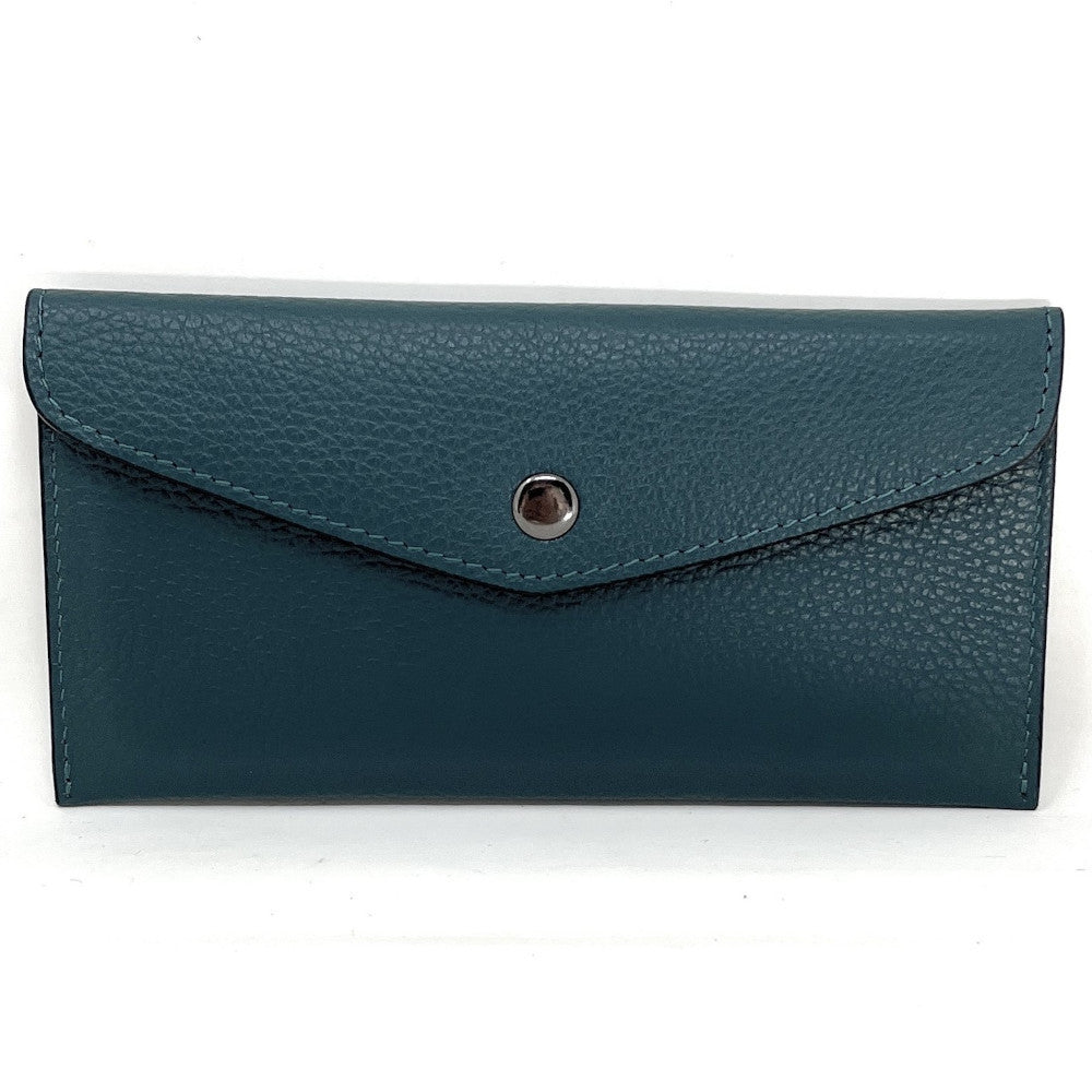 Porte-cartes portefeuille en cuir grainé CLOE Bleu vert canard