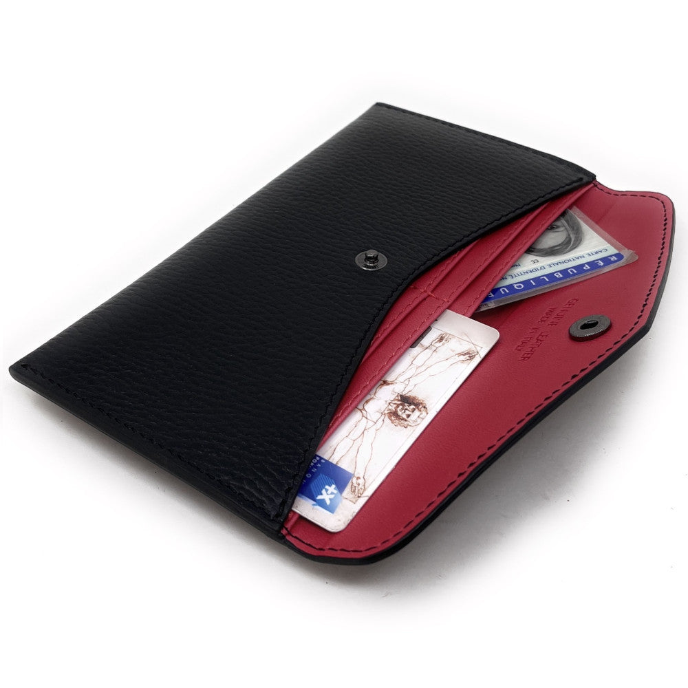 Porte-cartes portefeuille en cuir grainé CLOE Noir
