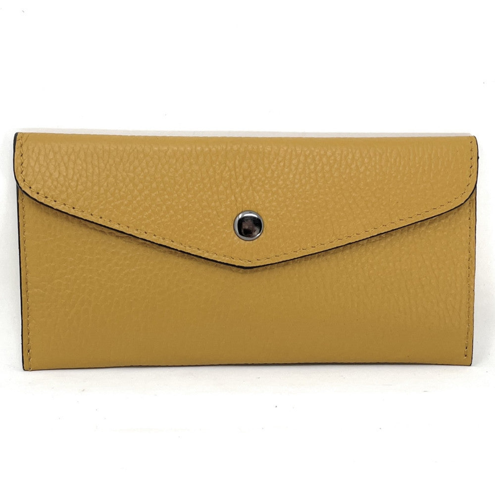 Porte-cartes portefeuille en cuir grainé CLOE Jaune Moutarde