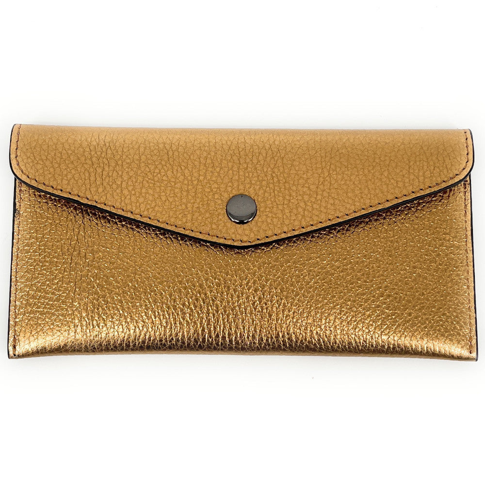 Porte-cartes portefeuille en cuir grainé CLOE Or cuivré