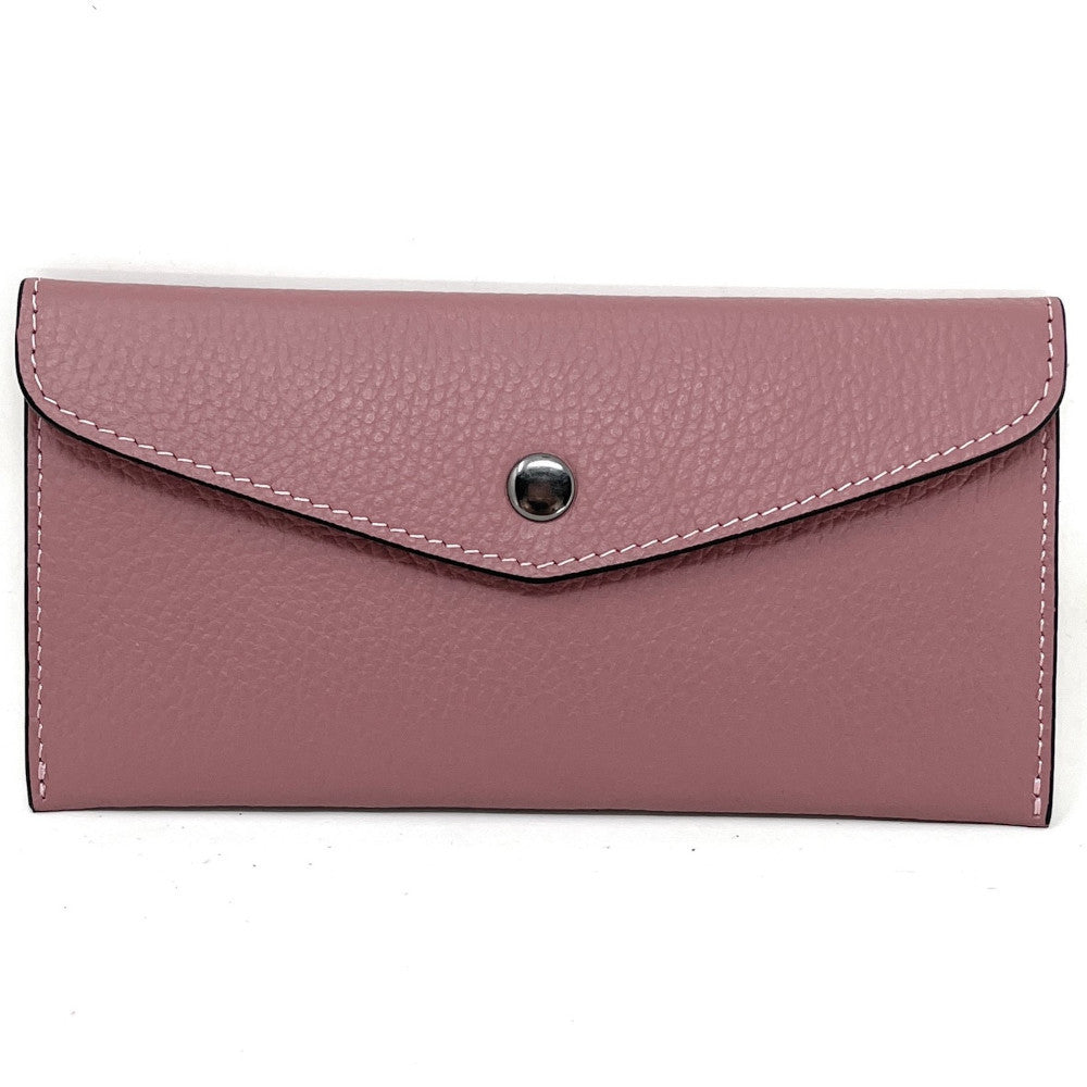 Porte-cartes portefeuille en cuir grainé CLOE Rose intense