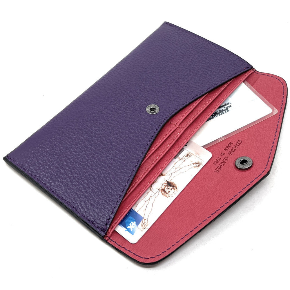 Porte-cartes portefeuille en cuir grainé CLOE Violet