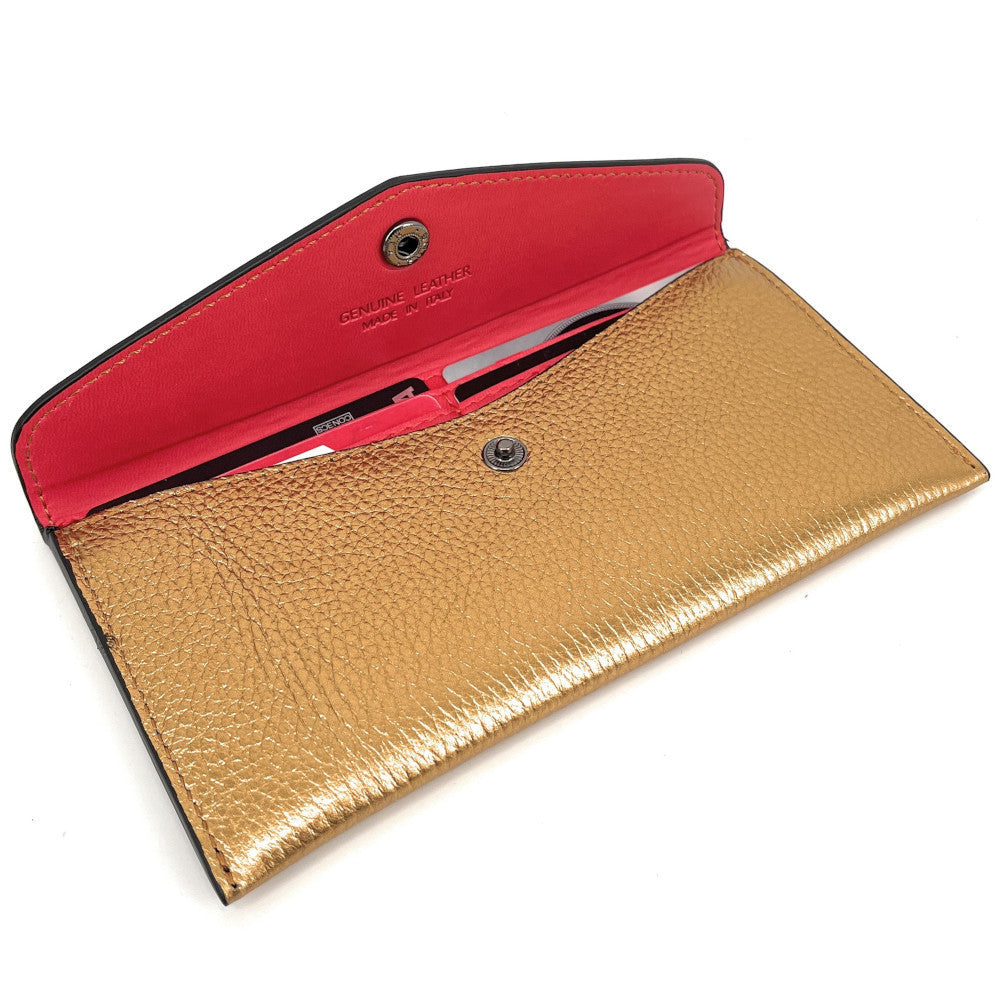 Porte-cartes portefeuille en cuir grainé CLOE Or cuivré