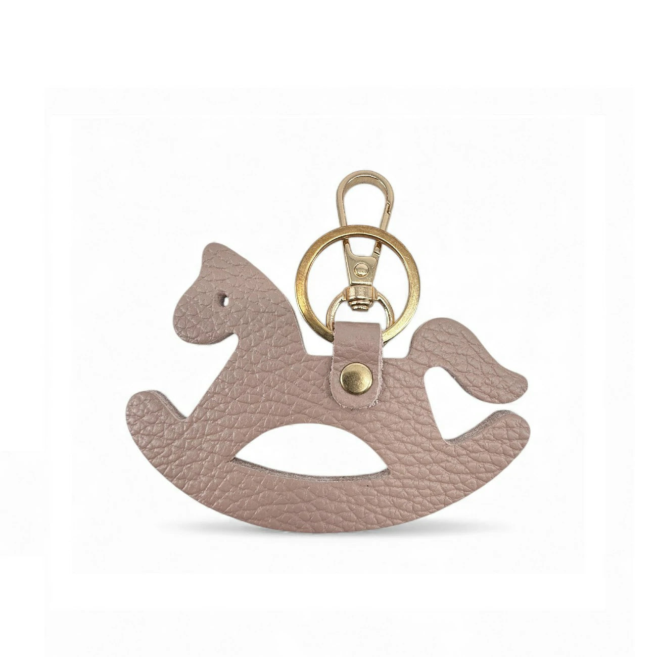 Grained leather keychain ROCKY PONY English green