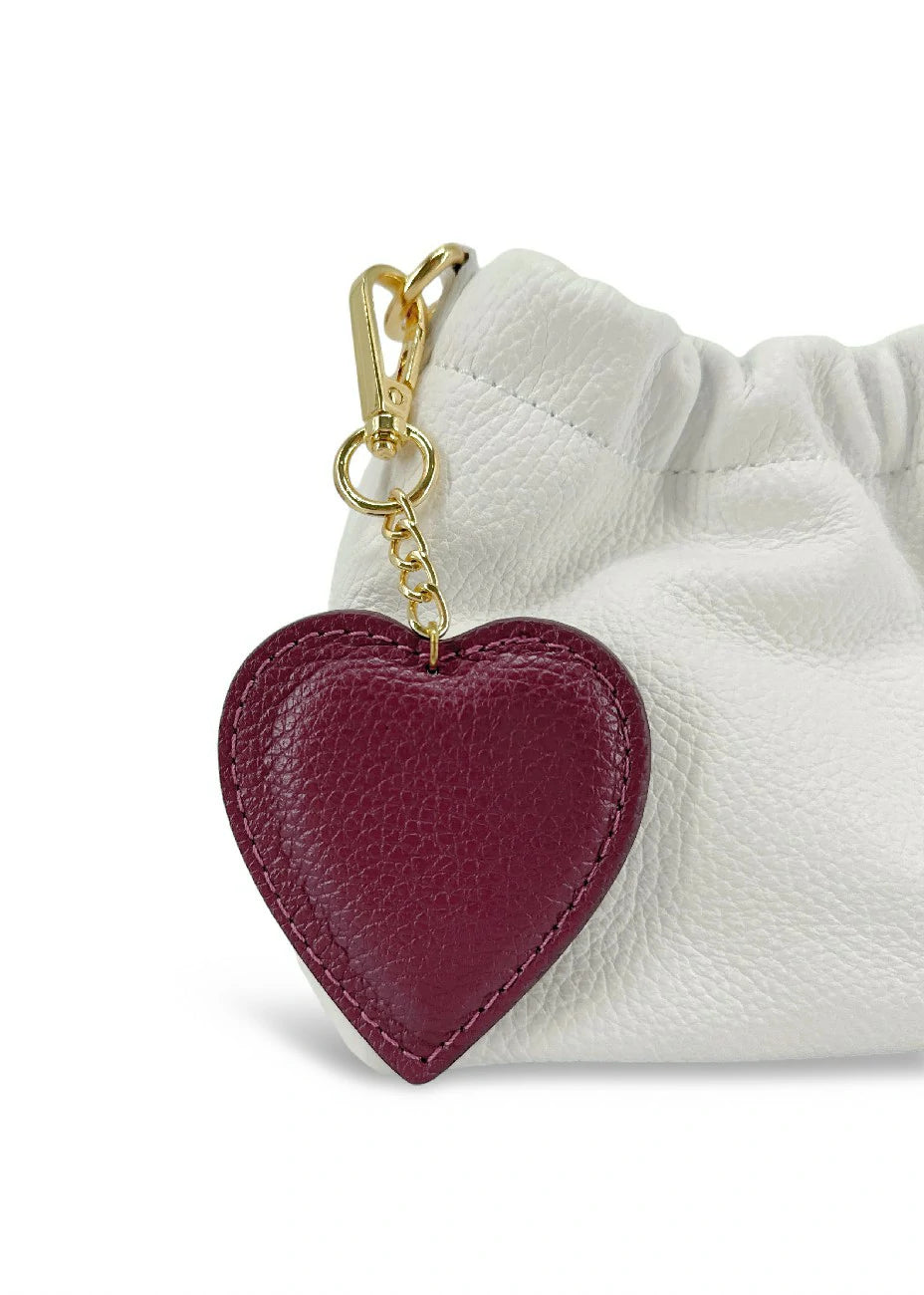 Schlüsselanhänger aus genarbtem Leder COEUR Bordeaux