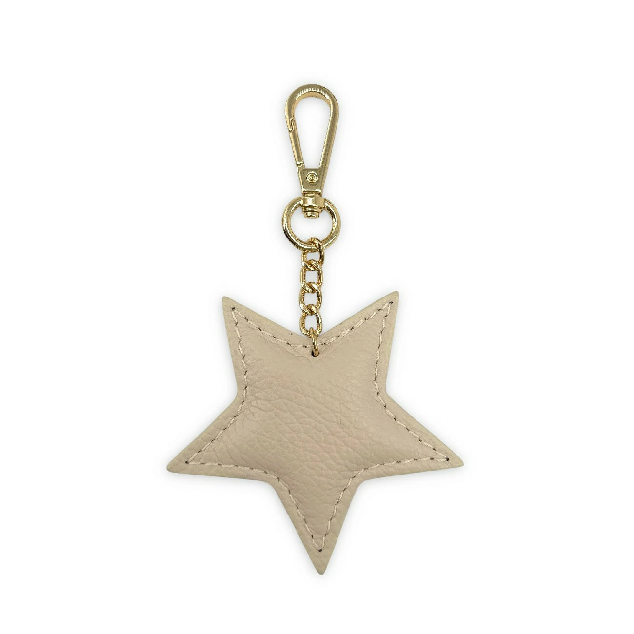 Grained leather keychain ETOILE Khaki