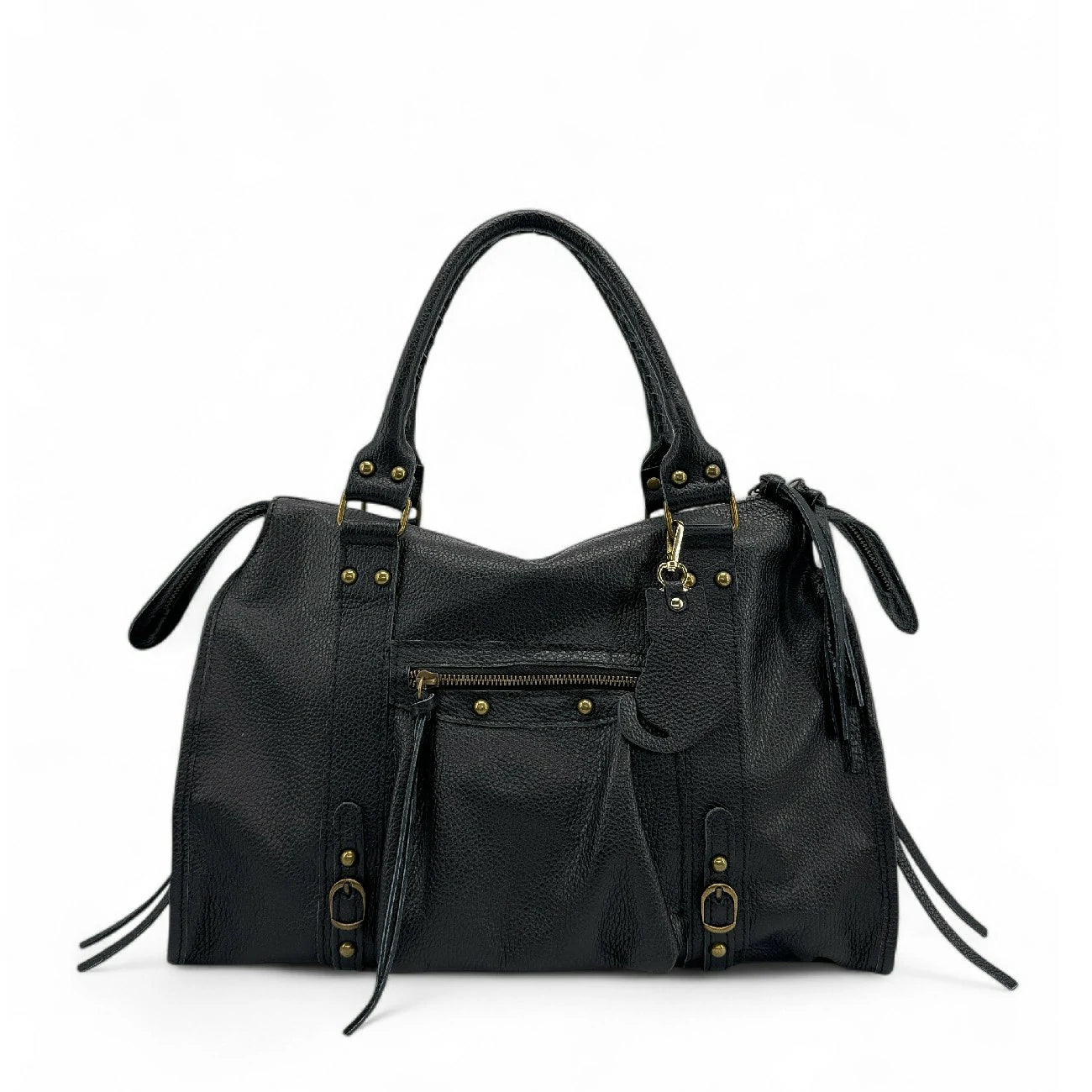 Porte-clés CHAT NOIR en cuir LUCKY CAT Noir