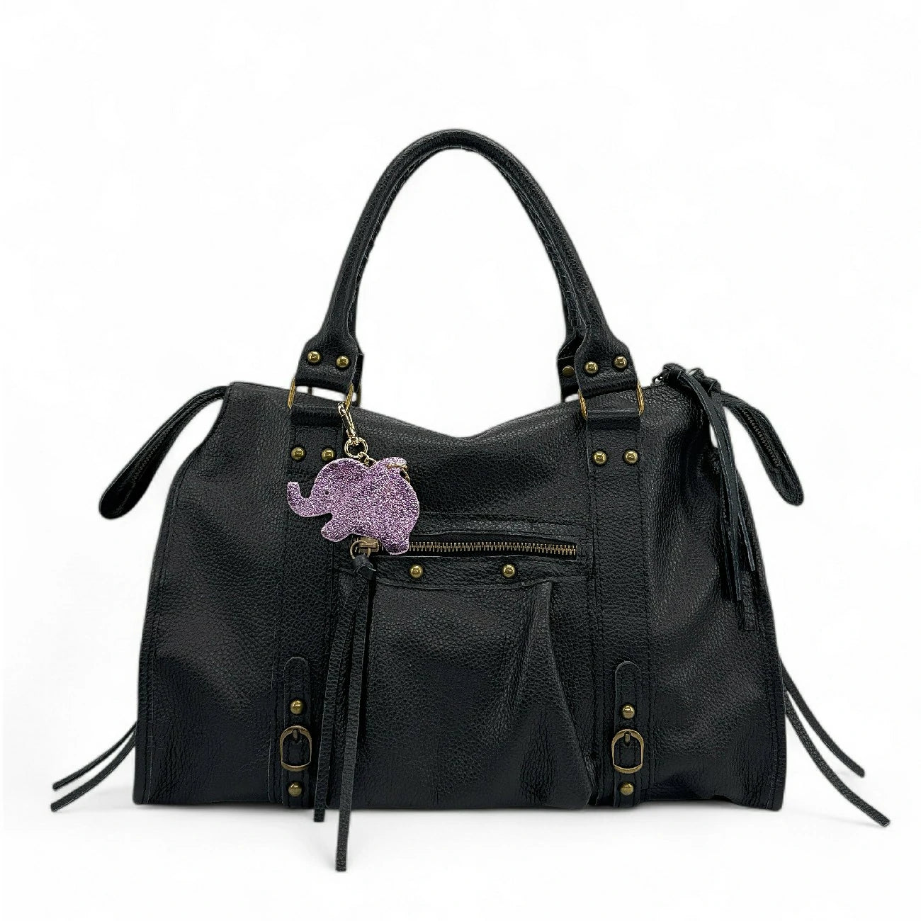 Porte clés ELEPHANT ROSE en cuir irisé DELIRIUM TREMENS Rose pâle