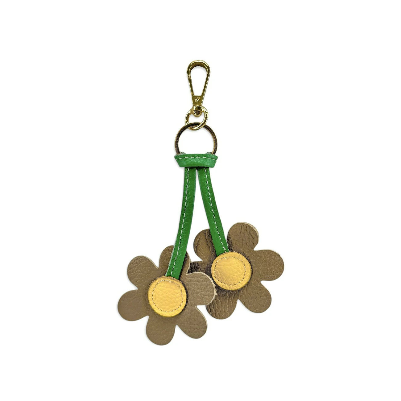 Grained leather keychain FLOWA POWA Dark mole