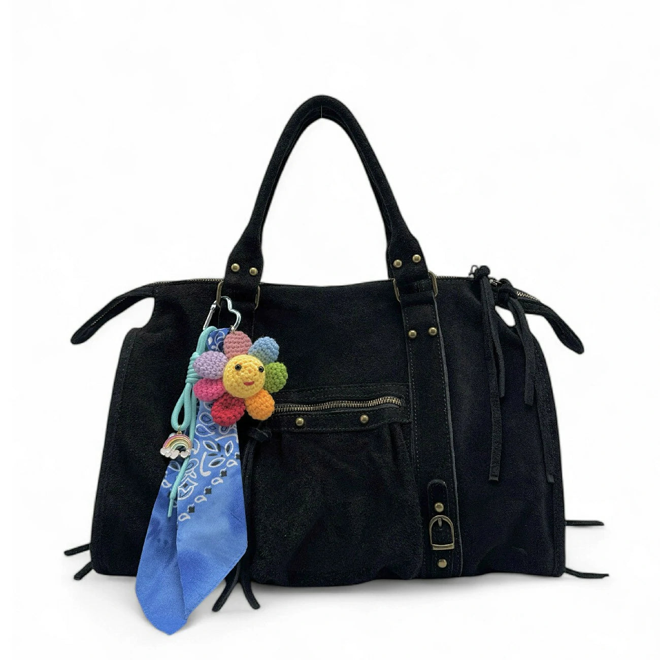 Porte-clés tricoté fleur RAINBOW FLOWER