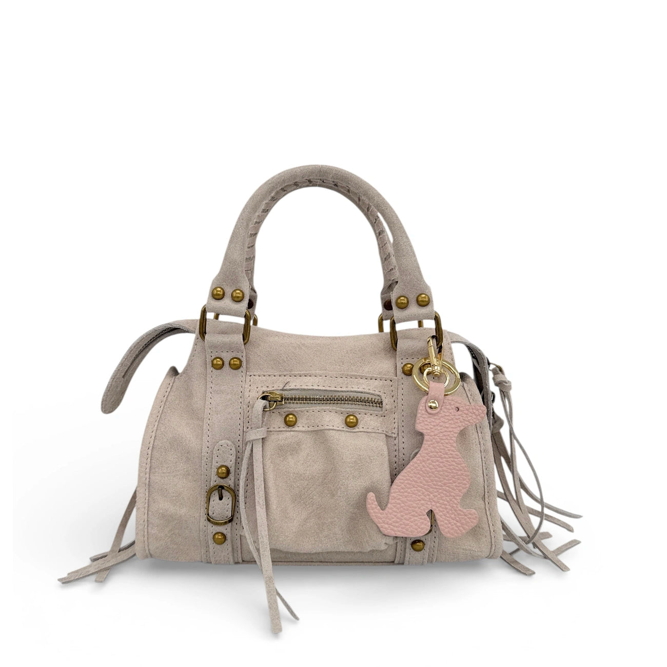 Porte-clés en cuir grainé HOT DOG Rose nude