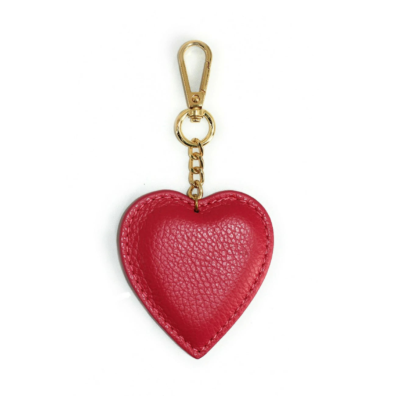 Porte-clés en cuir grainé COEUR Rose fuchsia