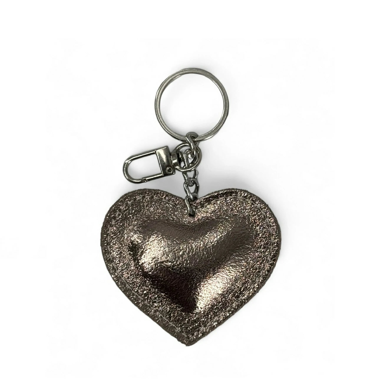 Porte-clés en cuir irisé COEUR GLOW Champagne irisé