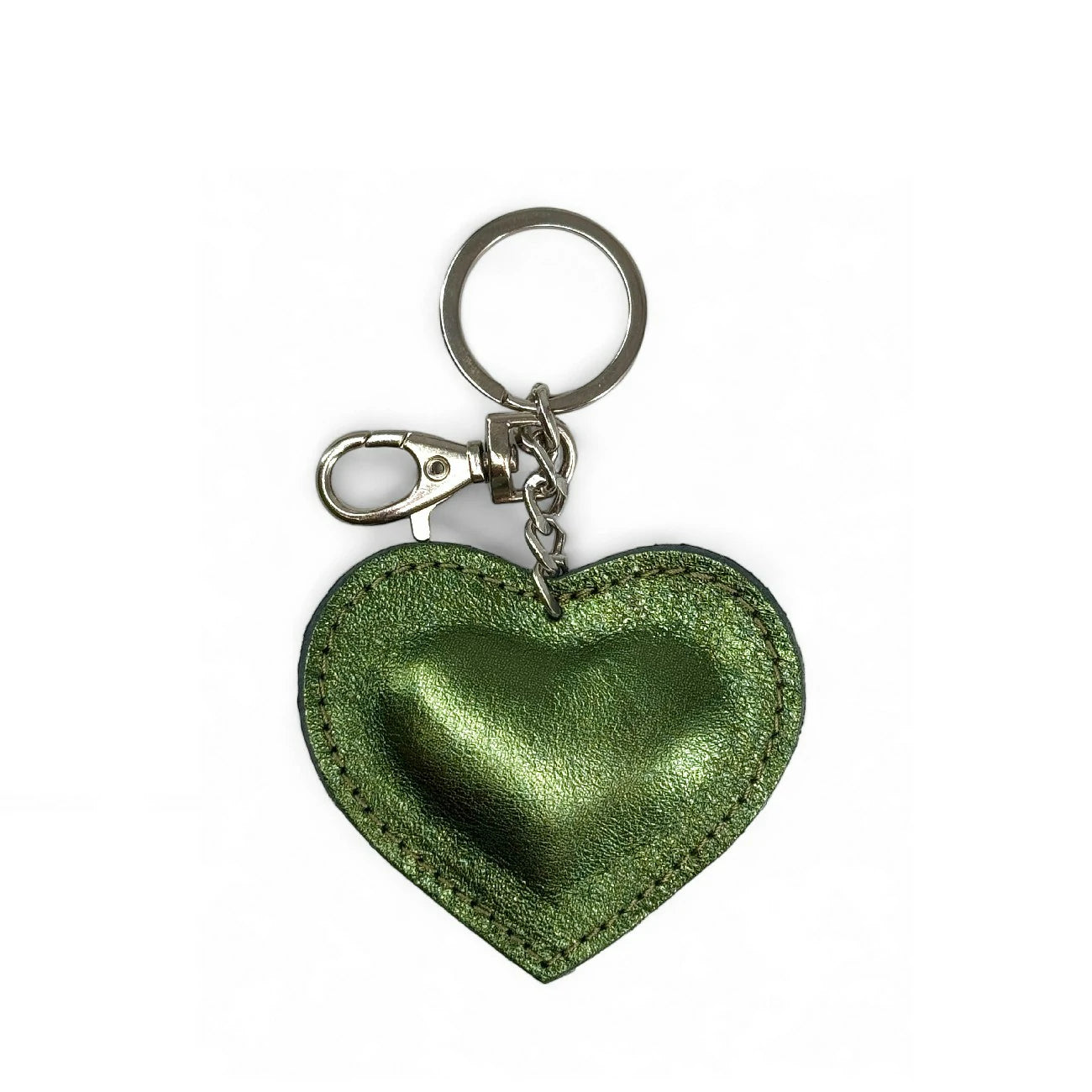 Porte-clés en cuir irisé COEUR GLOW Kaki irisé