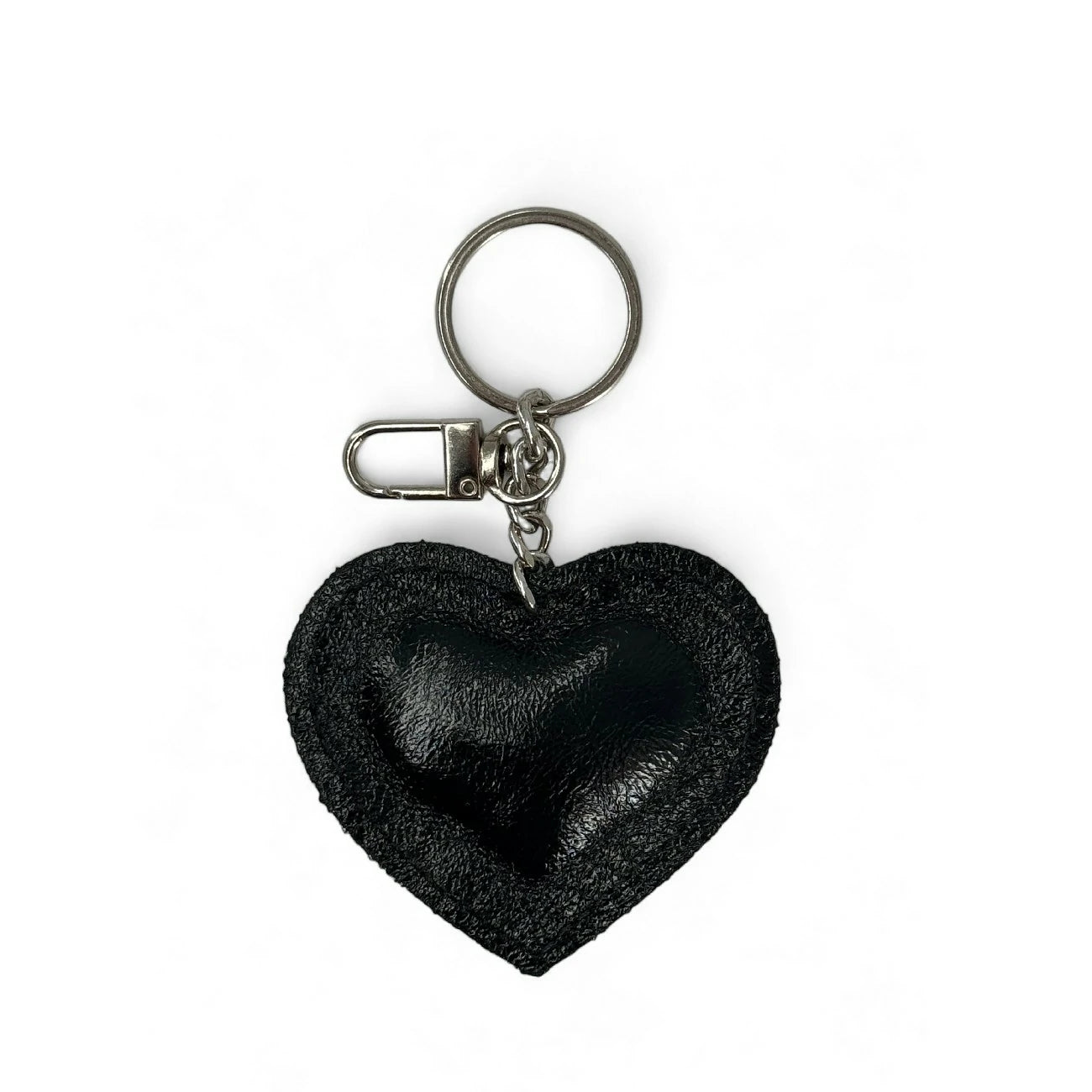 Porte-clés en cuir irisé COEUR GLOW Noir irisé