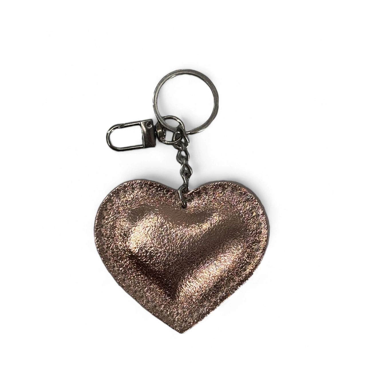 Porte-clés en cuir irisé COEUR GLOW Rose gold