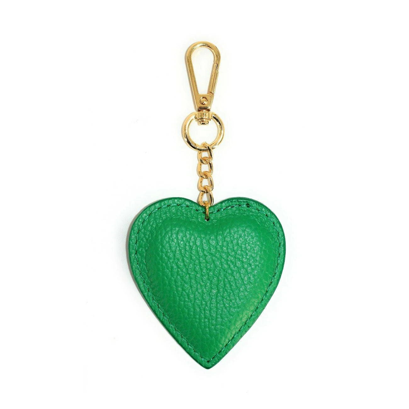 Porte-clés en cuir grainé COEUR Vert anglais