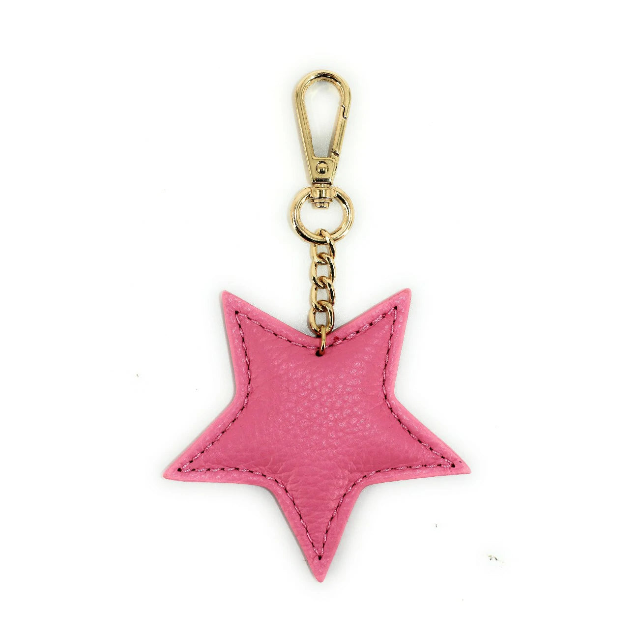 Porte-clés en cuir grainé ETOILE Rose intense