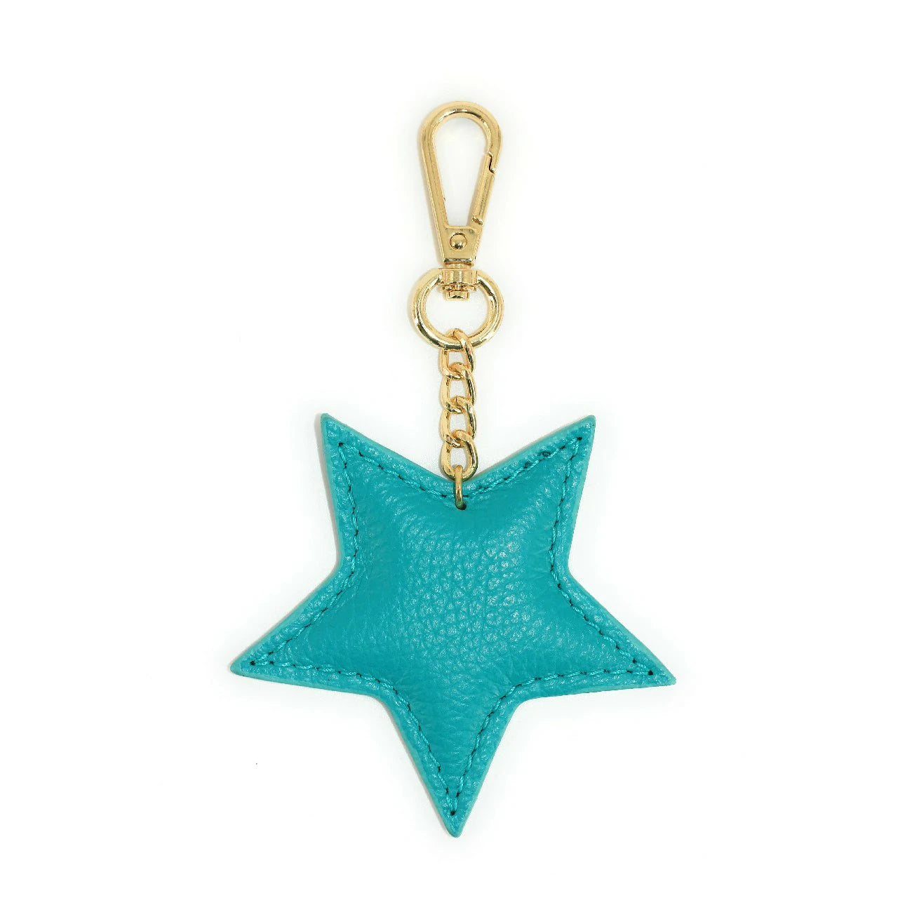 Porte-clés en cuir grainé ETOILE Bleu turquoise