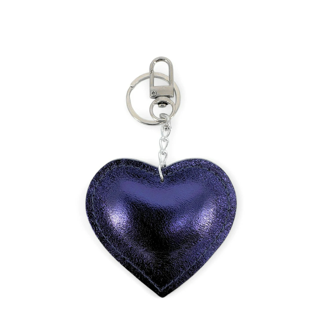 Porte-clés en cuir irisé COEUR GLOW Nuit étoilée