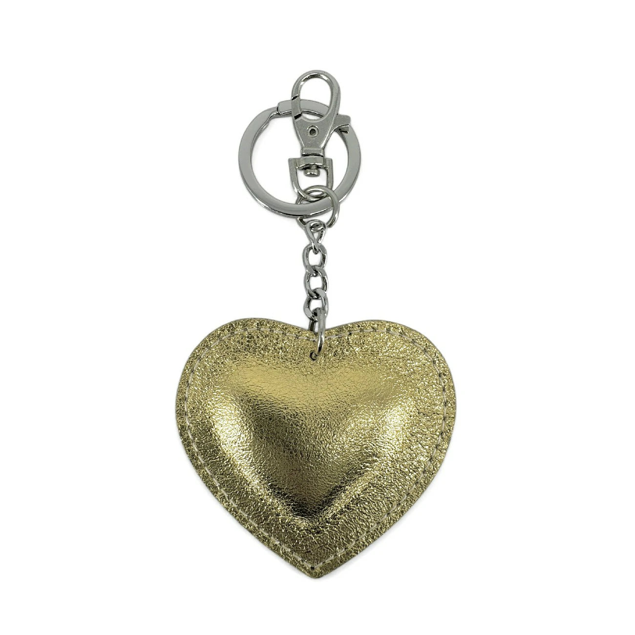 Porte-clés en cuir irisé COEUR GLOW Or pâle