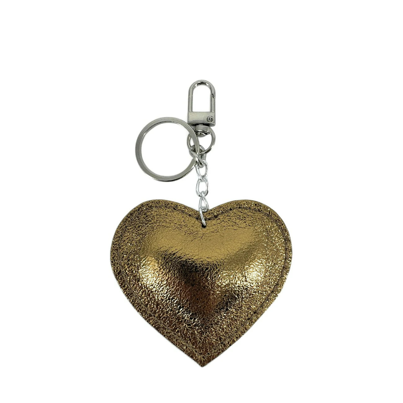 Porte-clés en cuir irisé COEUR GLOW Or vieilli